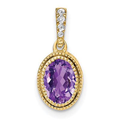14K gold diamond oval pendant
