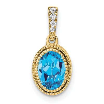14K gold diamond oval pendant