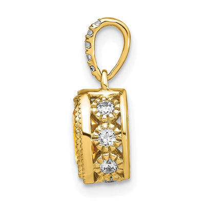 14K Oval Citrine and Diamond Pendant, 15.15 x 7.25mm