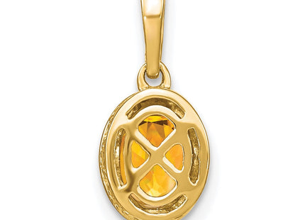 14k Oval Citrine and Diamond Pendant (Style PM7093-CI-020-YA)