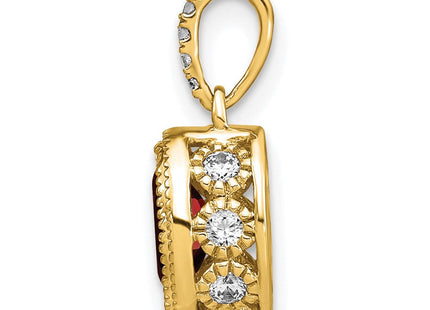 14K Oval Garnet and Diamond Pendant (Style PM7093-GA-020-YA)