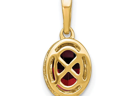 14K Oval Garnet and Diamond Pendant (Style PM7093-GA-020-YA)