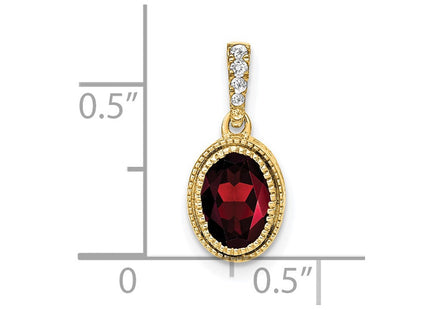 14K Oval Garnet and Diamond Pendant (Style PM7093-GA-020-YA)