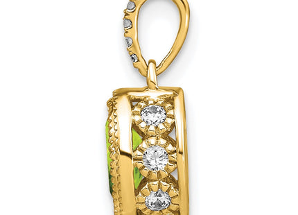 14K gold diamond oval pendant, alternate view