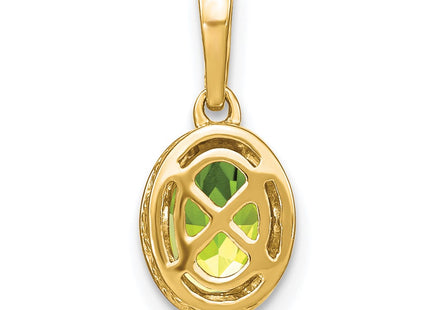 14K gold diamond oval pendant, another view