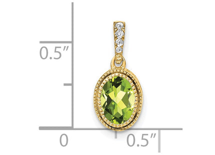 14K gold diamond oval pendant, further view