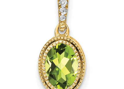 14K gold diamond oval pendant