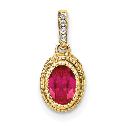 14K gold diamond oval pendant