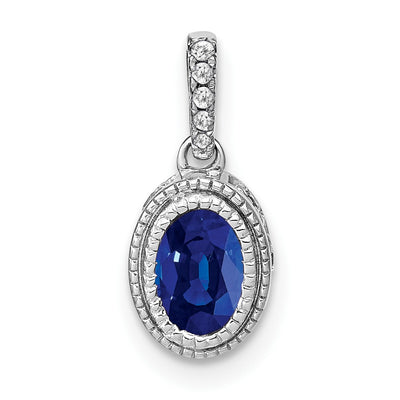 14K white gold diamond oval pendant
