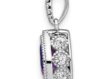 14k White Gold Pear Amethyst and Diamond Pendant (Style PM7094-AM-030-WA)