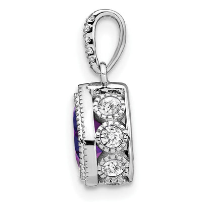 14K White Gold Pear Amethyst and Diamond Pendant, 15.65 x 7.3mm