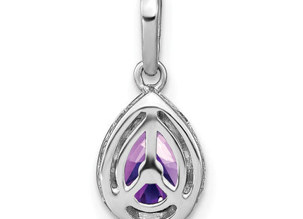 14k White Gold Pear Amethyst and Diamond Pendant (Style PM7094-AM-030-WA)
