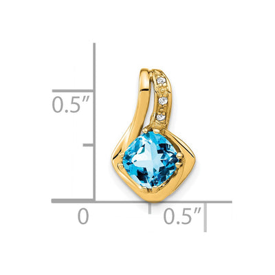 14K Blue Topaz and Diamond Chain Slide Pendant