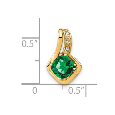 14K Cushion Lab Created Emerald and Diamond Chain Slide