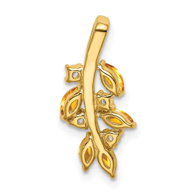14K Citrine and Diamond Leaves Pendant