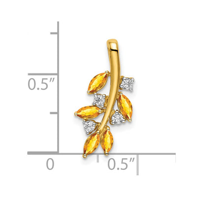 14K Citrine and Diamond Leaves Pendant
