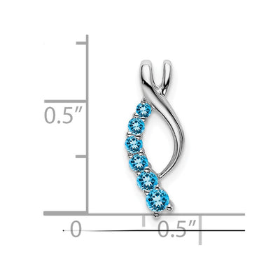 14K White Gold Blue Topaz Journey Chain Slide