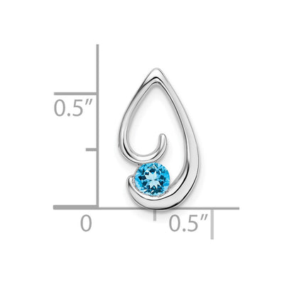 14K White Gold Blue Topaz Chain Slide