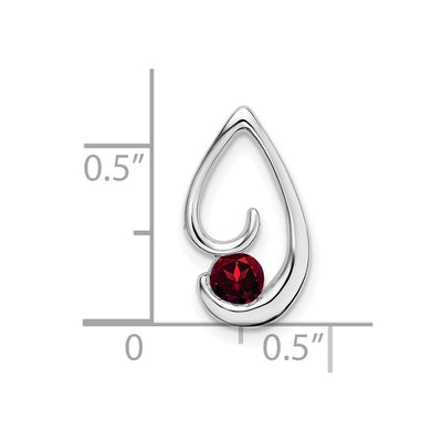 14K White Gold Garnet Chain Slide, 16.4 x 9.2mm