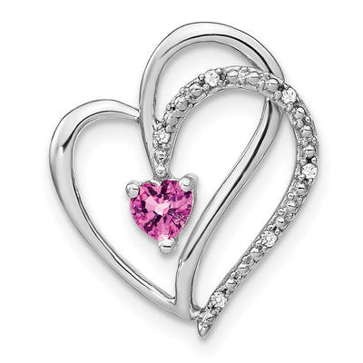 14K white gold diamond heart chain
