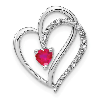 14K white gold diamond heart chain