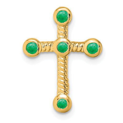 14K gold emerald cross chain