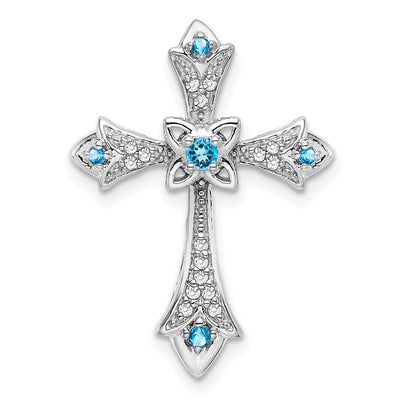 14K white gold diamond fleur de lis chain