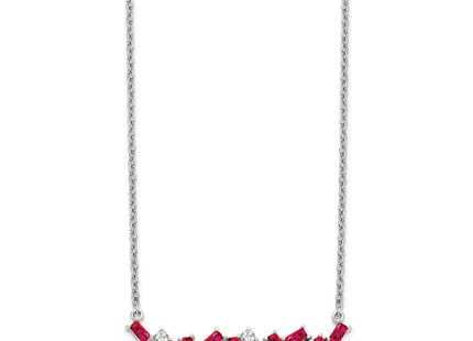 14K white gold diamond bar necklace, alternate view
