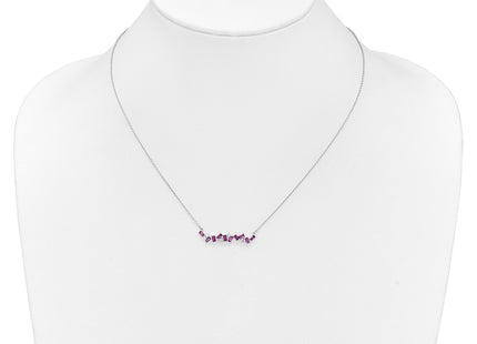 14K white gold diamond bar necklace, another view