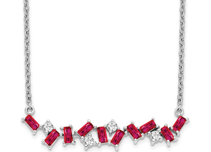 14K white gold diamond bar necklace