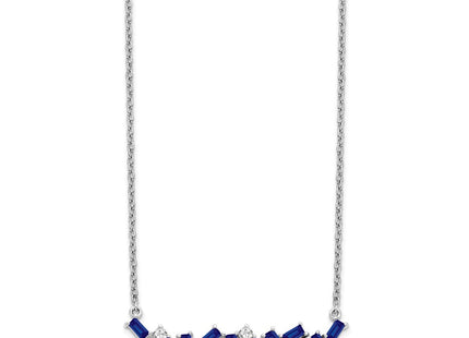 14K white gold diamond bar necklace, alternate view