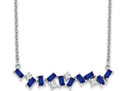 14K white gold diamond bar necklace