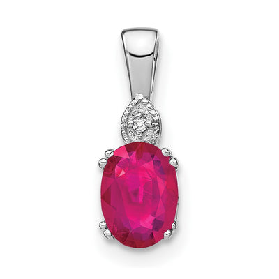 14K white gold diamond oval pendant