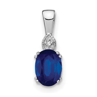14K white gold diamond oval pendant