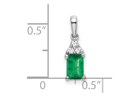 14k White Gold Rectangle Emerald and Diamond Pendant (Style PM7186-EM-007-WA)