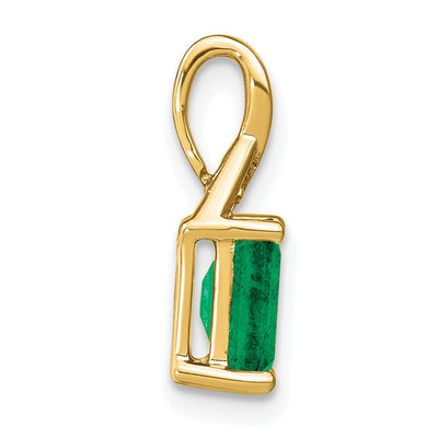 14K Rectangle Emerald and Diamond Pendant