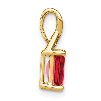 14K Emerald-shape Ruby and Diamond Pendant