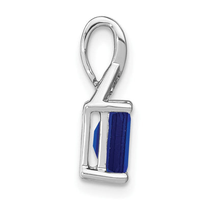 14K White Gold Emerald-shape Sapphire and Diamond Pendant, 15.75 x 5.9mm