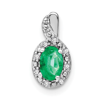 14K white gold diamond oval pendant