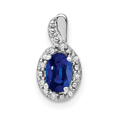 14K white gold diamond oval pendant
