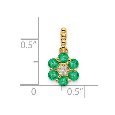 14K Emerald and Diamond Floral Pendant