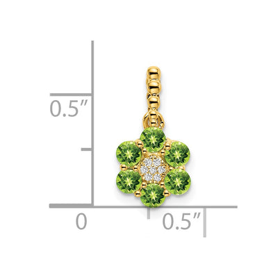 14K Peridot and Diamond Floral Pendant