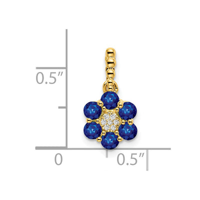 14K Sapphire and Diamond Floral Pendant