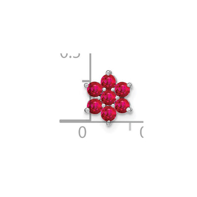 14K White Gold Ruby Floral Chain Slide