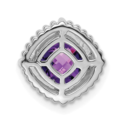 14K White Gold Cushion Amethyst Chain Slide