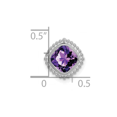 14K White Gold Cushion Amethyst Chain Slide