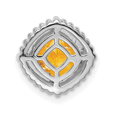 14K White Gold Cushion Citrine Chain Slide