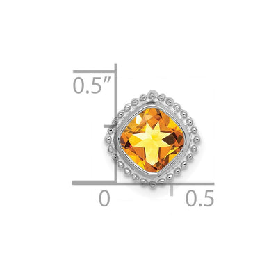 14K White Gold Cushion Citrine Chain Slide