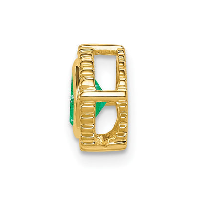 14K Cushion Emerald Beaded Edge Chain Slide