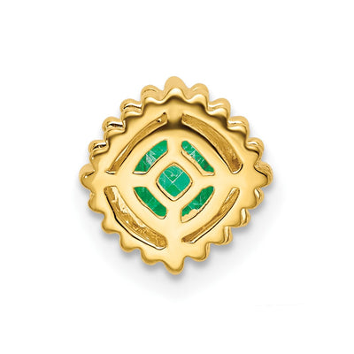 14K Cushion Emerald Beaded Edge Chain Slide